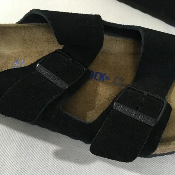 NWOT Birkenstock Arizona Black Suede Slide Sandal L10/M8 - Picture 3 of 6